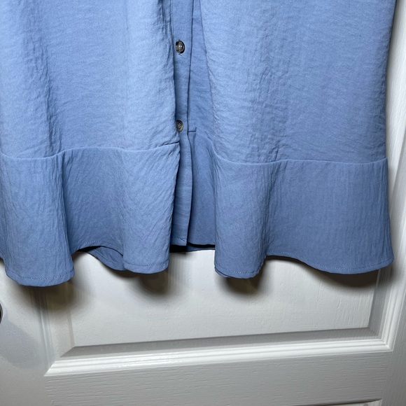 Lucky Brand Women’s Flutter Cap Sleeve Button Front Blue Midi Dress Size Large - Picture 7 of 13